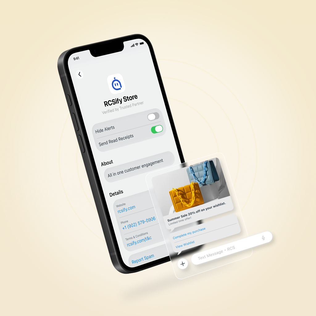 A verified RCS Business Message on a smartphone
